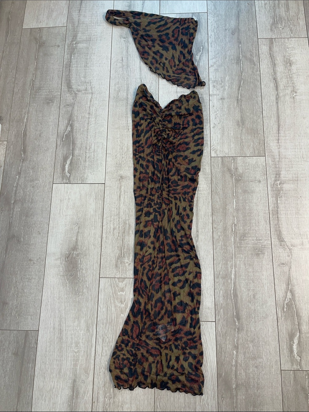 PLT leopard Set - maxi skirt/one shoulder drape top XS- never worn! - Picture 2 of 5